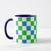 Blauw Wit Groen Geruit Ontwerp Mok (Links)