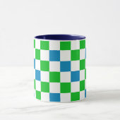 Blauw Wit Groen Geruit Ontwerp Mok (Midden)