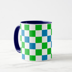 Blauw Wit Groen Geruit Ontwerp Mok