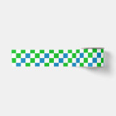 Blauw Wit Groen Geruit Ontwerp Satijnen Lint (Voorkant)
