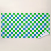 Blauw Wit Groen Geruit Ontwerp  Strandlaken (Voorkant)