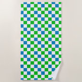 Blauw Wit Groen Geruit Ontwerp  Strandlaken (Voorkant)