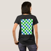Blauw Wit Groen Geruit Ontwerp  T-shirt (Achterkant volledig)