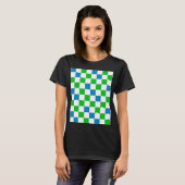 Blauw Wit Groen Geruit Ontwerp  T-shirt (Voorkant volledig)