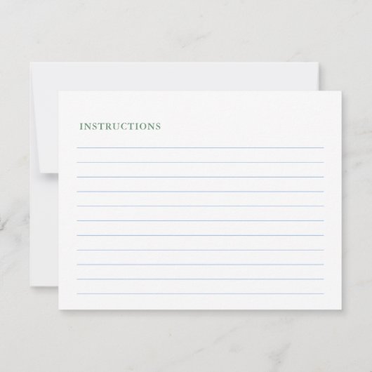 Blauw Wit Groen Ginger Jar Monogram Recept Kaart (Achterkant)