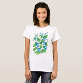 Blauw, wit, groen T-shirt voor dames, ochtendglore (Voorkant volledig)