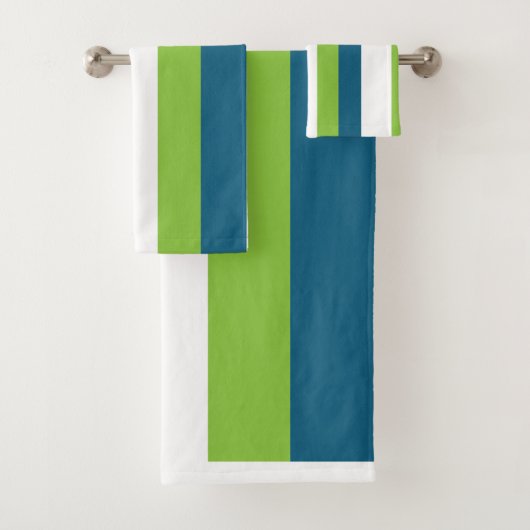 Blauw Wit Groen Verticale Strepen Bad Handdoek (Insitu)
