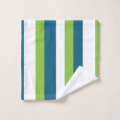 Blauw Wit Groen Verticale Strepen Bad Handdoek (Wasdoekje)