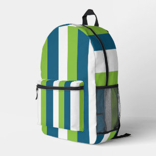 Blauw Wit Groen Verticale Strepen Bedrukte Rugzak