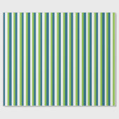 Blauw Wit Groen Verticale Strepen Cadeaupapier (Vlak)