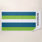 Blauw Wit Groen Verticale Strepen Gepersonaliseerd Strandlaken (Voorkant)