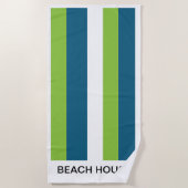 Blauw Wit Groen Verticale Strepen Gepersonaliseerd Strandlaken (Voorkant)
