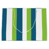 Blauw Wit Groen Verticale Strepen Groot Cadeauzakje (Voorkant)