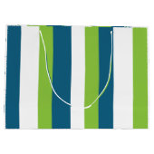 Blauw Wit Groen Verticale Strepen Groot Cadeauzakje (Achterkant)