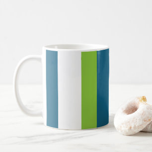 Blauw Wit Groen Verticale Strepen Koffiemok
