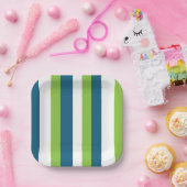 Blauw Wit Groen Verticale Strepen Partij Papieren Bordje (Feest)