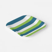 Blauw Wit Groen Verticale Strepen Partij Papieren Bordje (Gebogen)
