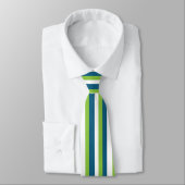 Blauw Wit Groen Verticale Strepen Stropdas (Gebonden)