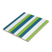 Blauw Wit Groen Verticale Strepen Tegeltje (Zijkant)