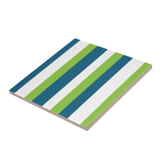 Blauw Wit Groen Verticale Strepen Tegeltje (Zijkant)