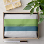 Blauw Wit Groen Verticale Strepen Tissuepapier (Geschenk)