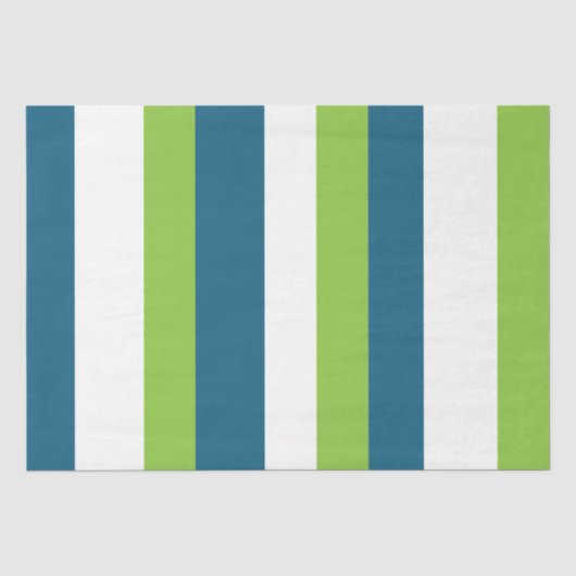 Blauw Wit Groen Verticale Strepen Tissuepapier (Voorkant)