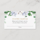 Blauw wit groengoud baby shower luierhandel informatiekaartje (Voorkant)