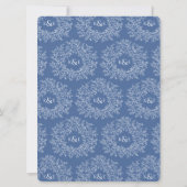 Blauw Wit Hand getrokken Blad Monogram Art Bruilof Kaart (Achterkant)