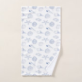 Blauw Wit Hand getrokken Sea Shells Beach Zomer Bad Handdoek (Handdoek)