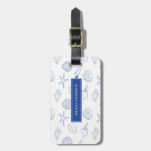 Blauw Wit Hand getrokken Sea Shells Beach Zomer Bagagelabel (Voorkant verticaal)