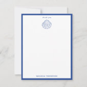 Blauw Wit Hand getrokken Sea Shells Beach Zomer Bedankkaart (Voorkant)