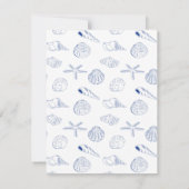 Blauw Wit Hand getrokken Sea Shells Beach Zomer Bedankkaart (Achterkant)