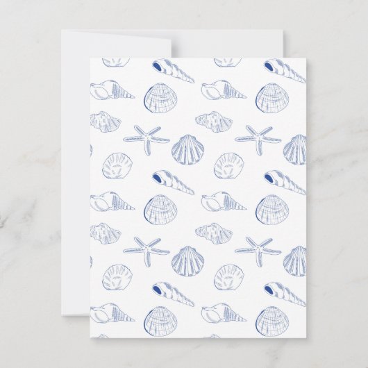 Blauw Wit Hand getrokken Sea Shells Beach Zomer Bedankkaart (Achterkant)