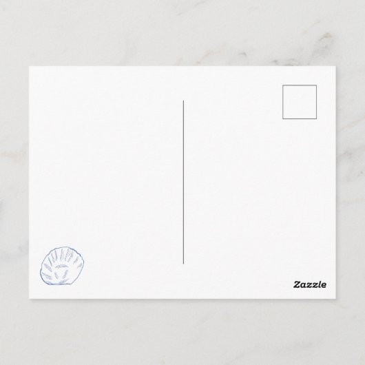 Blauw Wit Hand getrokken Sea Shells Beach Zomer Briefkaart (Achterkant)