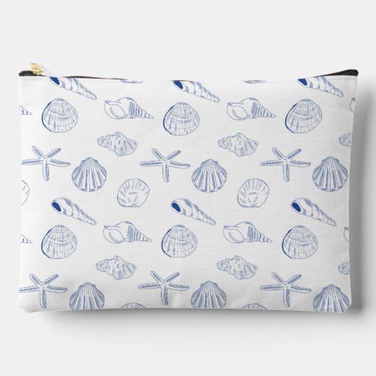 Blauw Wit Hand getrokken Sea Shells Beach Zomer Etui (Voorkant)