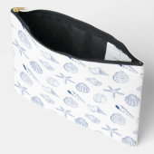 Blauw Wit Hand getrokken Sea Shells Beach Zomer Etui (Open)