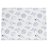 Blauw Wit Hand getrokken Sea Shells Beach Zomer Groot Cadeauzakje (Voorkant)