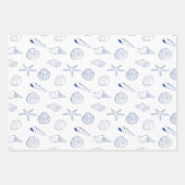Blauw Wit Hand getrokken Sea Shells Beach Zomer Inpakpapier Vel (Voorkant 2)