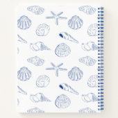 Blauw Wit Hand getrokken Sea Shells Beach Zomer Notitieboek (Achterkant)
