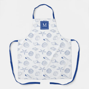 Blauw Wit Hand getrokken Sea Shells Beach Zomer Schort