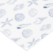 Blauw Wit Hand getrokken Sea Shells Beach Zomer Tafelkleed (Gekanteld)
