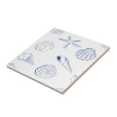 Blauw Wit Hand getrokken Sea Shells Beach Zomer Tegeltje (Zijkant)