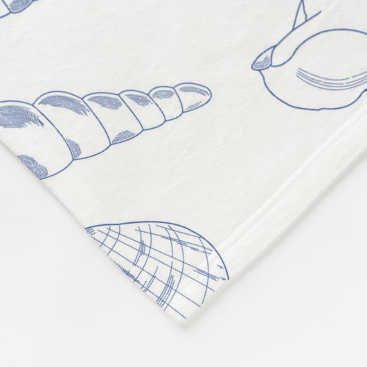 Blauw Wit Hand getrokken Seashells Beach Zomer Fleece Deken (Hoek)