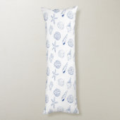 Blauw Wit Hand getrokken Seashells Beach Zomer Lichaamskussen (Achterkant (Verticaal))