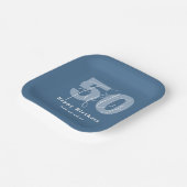 Blauw-wit Happy 50th Birthday Celebration Papieren Bordje (Gebogen)