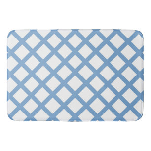 Blauw Wit Harlequin Diamond Stripe Patroon Badmat