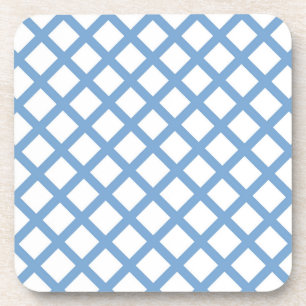 Blauw Wit Harlequin Diamond Stripe Patroon Bier Onderzetter