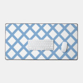 Blauw Wit Harlequin Diamond Stripe Patroon Bureaumat (Keyboard & Muis)
