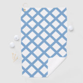 Blauw Wit Harlequin Diamond Stripe Patroon Golfhanddoek (Insitu)