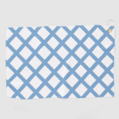 Blauw Wit Harlequin Diamond Stripe Patroon Golfhanddoek (Horizontaal)